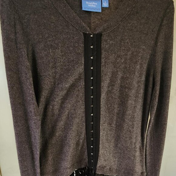 Simply Vera Vera Wang Gray Cotton Blend Sweater with Sequin Detail Size S - Picture 1 of 8